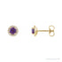 Sapphire Row Natural Gemstone Halo Stud Earrings - Amethyst, 14K Yellow Gold