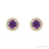 Sapphire Row Natural Gemstone Halo Stud Earrings - Amethyst, 14K Yellow Gold (view 2)