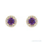 Sapphire Row Natural Gemstone Halo Stud Earrings - Amethyst, 14K Yellow Gold (view 2)