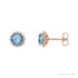 Sapphire Row Natural Gemstone Halo Stud Earrings - Aquamarine, 14K Rose Gold