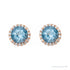 Sapphire Row Natural Gemstone Halo Stud Earrings - Aquamarine, 14K Rose Gold (view 2)