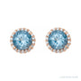 Sapphire Row Natural Gemstone Halo Stud Earrings - Aquamarine, 14K Rose Gold (view 2)