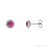 Sapphire Row Natural Gemstone Halo Stud Earrings - Pink Tourmaline, Platinum