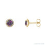 Sapphire Row Natural Gemstone Halo Stud Earrings - Alexandrite, 14K Yellow Gold, 3.5 mm
