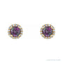 Sapphire Row Natural Gemstone Halo Stud Earrings - Alexandrite, 14K Yellow Gold, 3.5 mm (view 2)