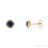 Sapphire Row Natural Gemstone Halo Stud Earrings - Blue Sapphire, 14K Yellow Gold, 5 mm
