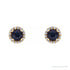 Sapphire Row Natural Gemstone Halo Stud Earrings - Blue Sapphire, 14K Yellow Gold, 5 mm (view 2)