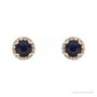 Sapphire Row Natural Gemstone Halo Stud Earrings - Blue Sapphire, 14K Yellow Gold, 5 mm (view 2)