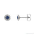 Sapphire Row Natural Gemstone Halo Stud Earrings - Blue Sapphire, 14K White Gold, 3 mm