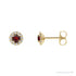 Sapphire Row Natural Gemstone Halo Stud Earrings - Mozambique Garnet, 14K Yellow Gold