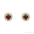 Sapphire Row Natural Gemstone Halo Stud Earrings - Mozambique Garnet, 14K Yellow Gold (view 2)