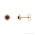 Sapphire Row Natural Gemstone Halo Stud Earrings - Mozambique Garnet, 14K Yellow Gold, 4 mm