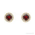 Sapphire Row Natural Gemstone Halo Stud Earrings - Mozambique Garnet, 14K Yellow Gold, 4 mm (view 2)