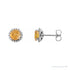 Sapphire Row Natural Gemstone Halo Stud Earrings - Citrine, Platinum