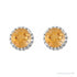 Sapphire Row Natural Gemstone Halo Stud Earrings - Citrine, Platinum (view 2)