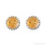Sapphire Row Natural Gemstone Halo Stud Earrings - Citrine, Platinum (view 2)