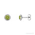 Sapphire Row Natural Gemstone Halo Stud Earrings - Peridot, Platinum