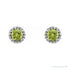Sapphire Row Natural Gemstone Halo Stud Earrings - Peridot, Platinum (view 2)