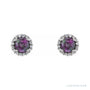 Sapphire Row Natural Gemstone Halo Stud Earrings - Alexandrite, Platinum, 3.5 mm (view 2)