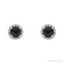 Sapphire Row Natural Gemstone Halo Stud Earrings - Blue Sapphire, 14K Rose Gold (view 2)