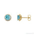 Sapphire Row Natural Gemstone Halo Stud Earrings - Blue Zircon, 14K Yellow Gold