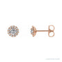 Sapphire Row Natural Gemstone Halo Stud Earrings - White Sapphire, 14K Rose Gold