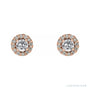 Sapphire Row Natural Gemstone Halo Stud Earrings - White Sapphire, 14K Rose Gold (view 2)