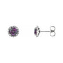 Sapphire Row Lab-Grown Gemstone Halo Stud Earrings - Alexandrite, Platinum