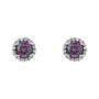 Sapphire Row Lab-Grown Gemstone Halo Stud Earrings - Alexandrite, Platinum (view 2)