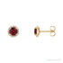 Sapphire Row Lab-Grown Gemstone Halo Stud Earrings - Ruby, 14K Yellow Gold
