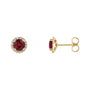 Sapphire Row Lab-Grown Gemstone Halo Stud Earrings - Ruby, 14K Yellow Gold