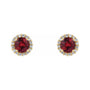 Sapphire Row Lab-Grown Gemstone Halo Stud Earrings - Ruby, 14K Yellow Gold (view 2)