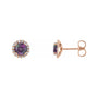 Sapphire Row Lab-Grown Gemstone Halo Stud Earrings - Alexandrite, 14K Rose Gold