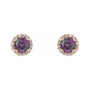 Sapphire Row Lab-Grown Gemstone Halo Stud Earrings - Alexandrite, 14K Rose Gold (view 2)