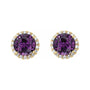 Sapphire Row Lab-Grown Gemstone Halo Stud Earrings - Alexandrite, 14K Yellow Gold, 6 mm (view 2)