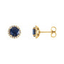 Sapphire Row Lab-Grown Gemstone Halo Stud Earrings - Blue Sapphire, 14K Yellow Gold