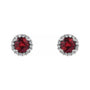 Sapphire Row Lab-Grown Gemstone Halo Stud Earrings - Ruby, 14K White Gold (view 2)