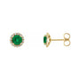Sapphire Row Lab-Grown Gemstone Halo Stud Earrings - Emerald, 14K Yellow Gold