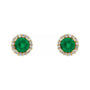 Sapphire Row Lab-Grown Gemstone Halo Stud Earrings - Emerald, 14K Yellow Gold (view 2)