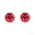 Sapphire Row Lab-Grown Gemstone Halo Stud Earrings - Ruby, 14K Rose Gold, 6 mm (view 2)