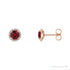 Sapphire Row Lab-Grown Gemstone Halo Stud Earrings - Ruby, 14K Rose Gold