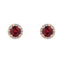 Sapphire Row Lab-Grown Gemstone Halo Stud Earrings - Ruby, 14K Rose Gold (view 2)