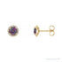 Sapphire Row Lab-Grown Gemstone Halo Stud Earrings - Alexandrite, 14K Yellow Gold