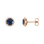 Sapphire Row Lab-Grown Gemstone Halo Stud Earrings - Blue Sapphire, 14K Rose Gold