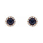 Sapphire Row Lab-Grown Gemstone Halo Stud Earrings - Blue Sapphire, 14K Rose Gold (view 2)
