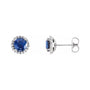 Sapphire Row Lab-Grown Gemstone Halo Stud Earrings - Blue Sapphire, 14K White Gold