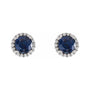 Sapphire Row Lab-Grown Gemstone Halo Stud Earrings - Blue Sapphire, 14K White Gold (view 2)
