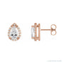 Sapphire Row Natural Diamond Pear Halo Stud Earrings - 14K Rose Gold, 1/4 CTW