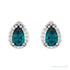 Sapphire Row Lab-Grown Gemstone Pear Halo Stud Earrings - Alexandrite, Platinum (view 2)