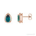 Sapphire Row Lab-Grown Gemstone Pear Halo Stud Earrings - Alexandrite, 14K Rose Gold